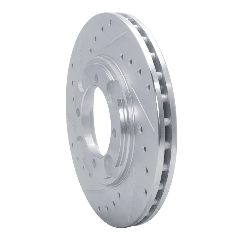 R1 92-98 Hyundai TIBURON Front Left Drilled & Slotted Silver Brake Rotor - Image 2