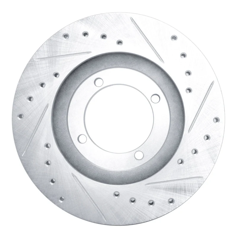 R1 92-98 Hyundai TIBURON Front Left Drilled & Slotted Silver Brake Rotor - Image 5