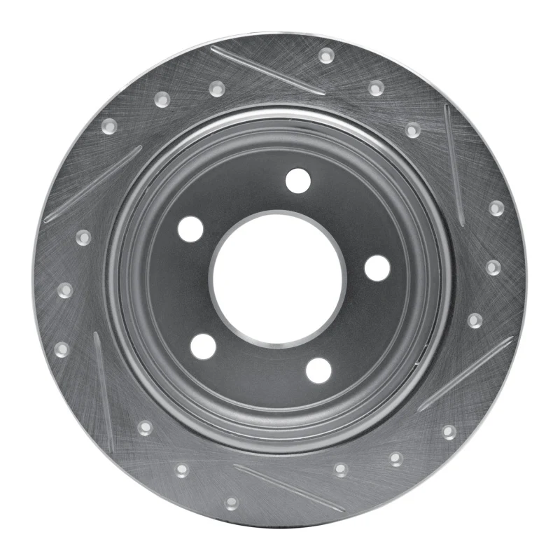 R1 93-04 Chrysler 300M Rear Left Drilled & Slotted Silver Brake Rotor - Image 2