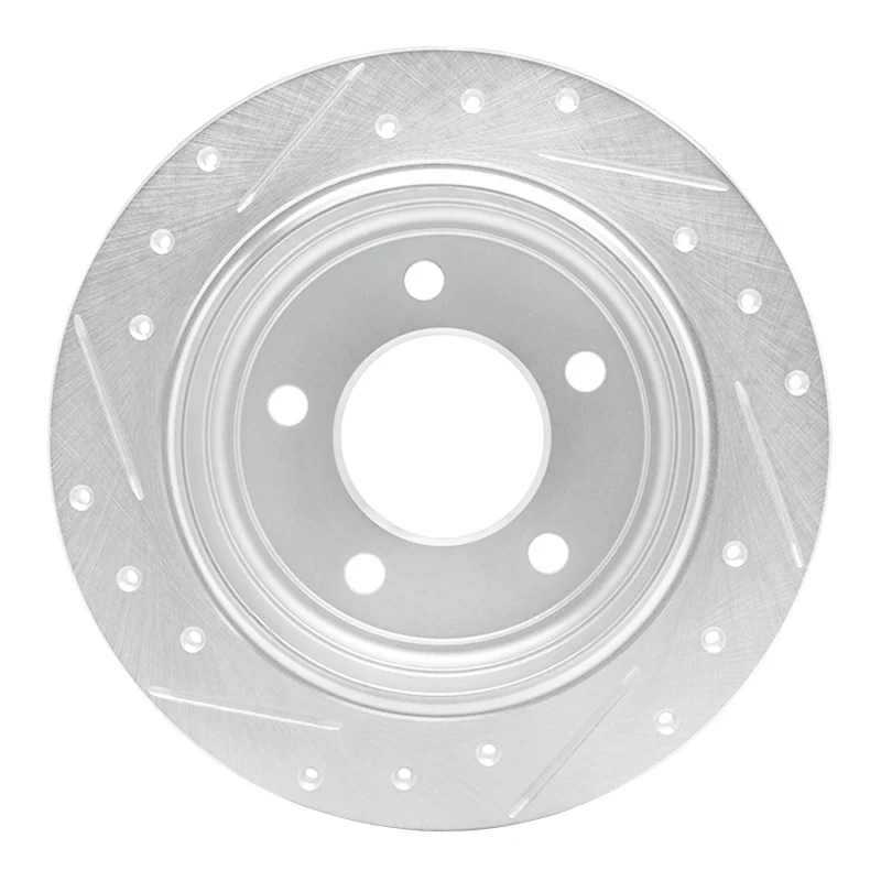 R1 93-04 Chrysler Concorde Rear Right Drilled & Slotted Silver Brake Rotor - Image 4