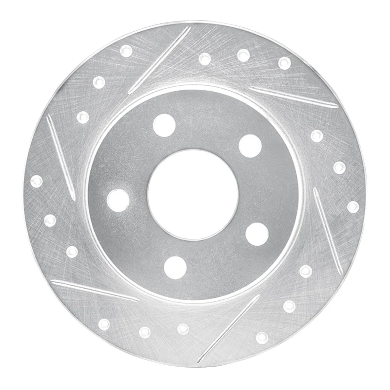 R1 93-05 Ford Taurus SHO Rear Left Drilled & Slotted Silver Brake Rotor