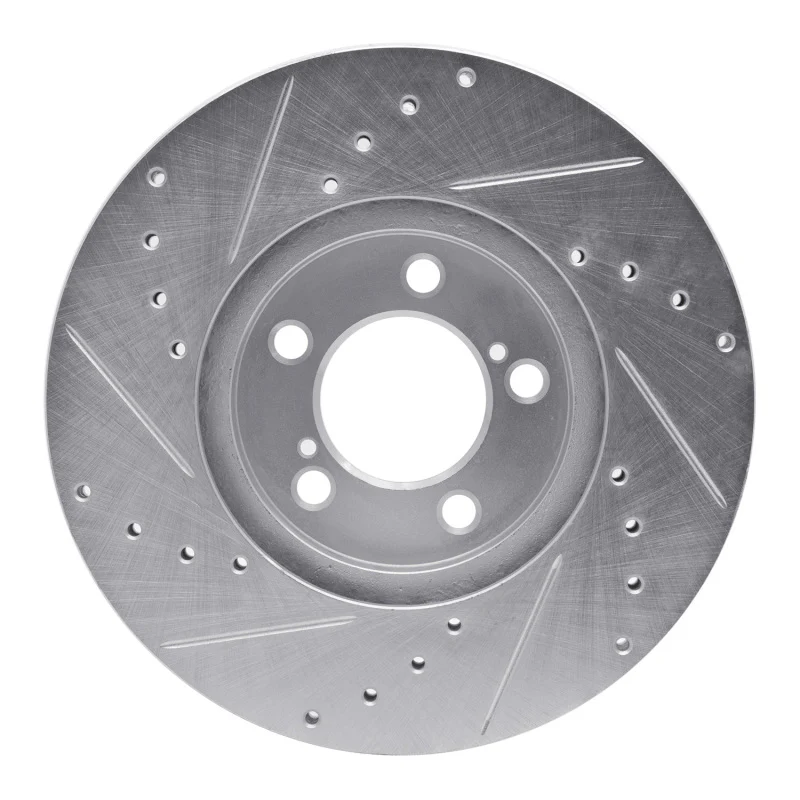 R1 93-07 Ford Taurus SHO Front Right Drilled & Slotted Silver Brake Rotor - Image 2