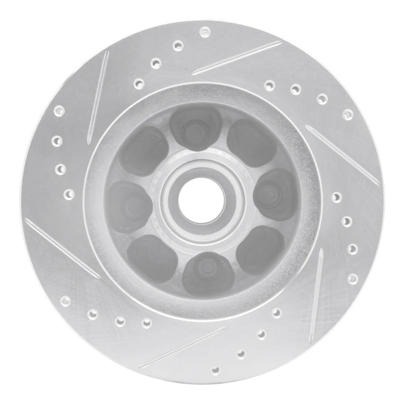 R1 93-93 Ford Mustang Front Right Drilled & Slotted Silver Brake Rotor - Image 2