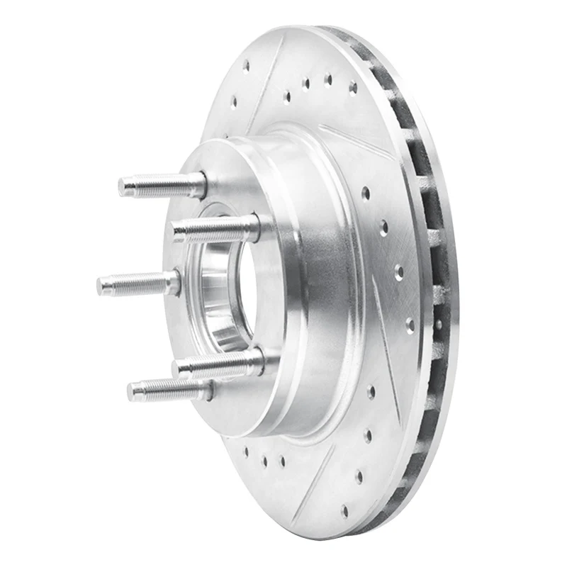 R1 93-94 Ford Explorer Front Left Drilled & Slotted Silver Brake Rotor - Image 2