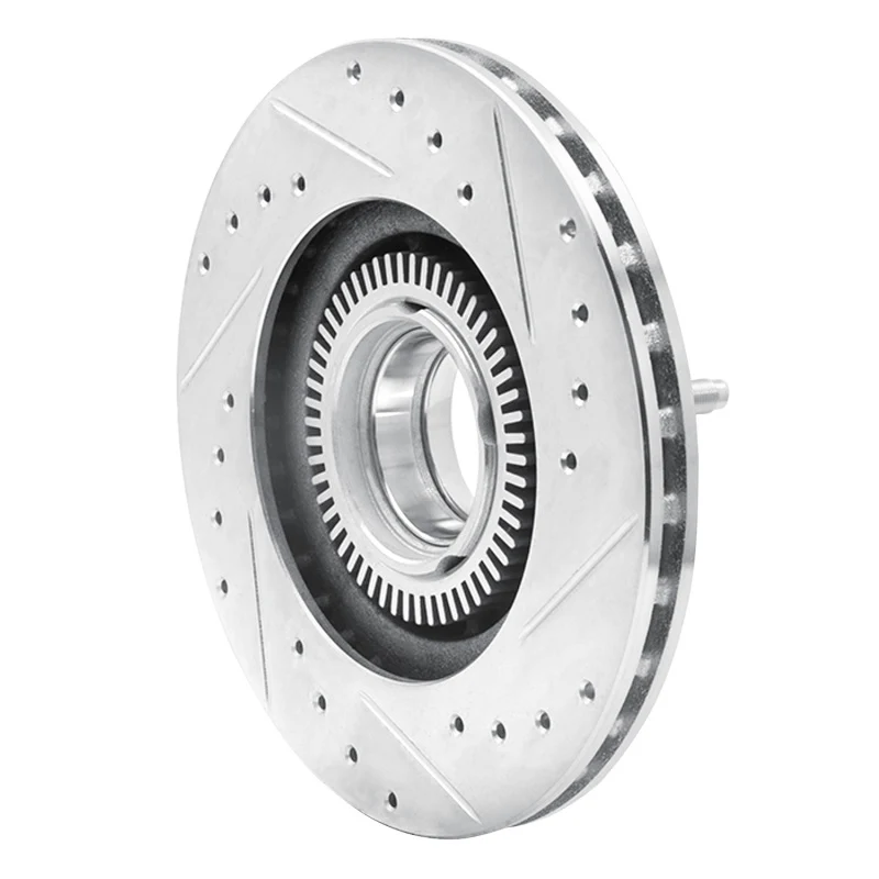 R1 93-94 Ford Explorer Front Left Drilled & Slotted Silver Brake Rotor - Image 3