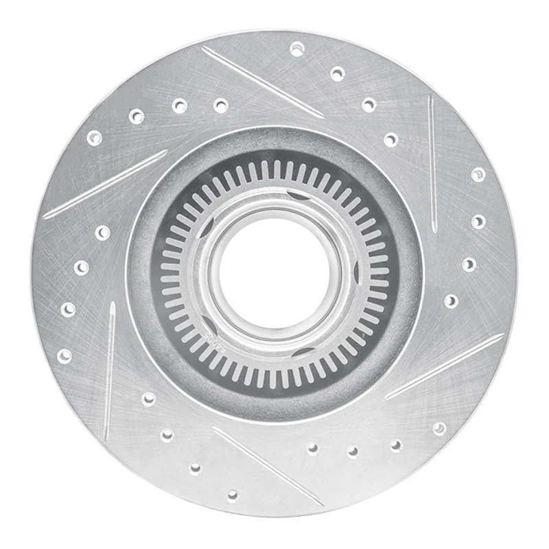 R1 93-94 Ford Explorer Front Left Drilled & Slotted Silver Brake Rotor - Image 4