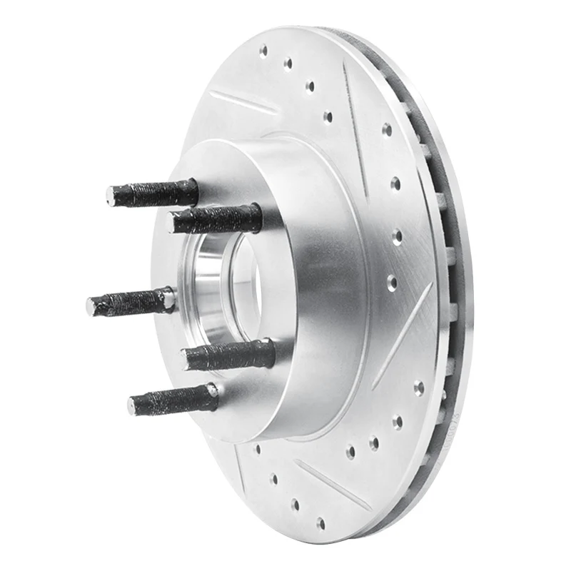 R1 93-94 Ford Explorer Front Right Drilled & Slotted Silver Brake Rotor - Image 3