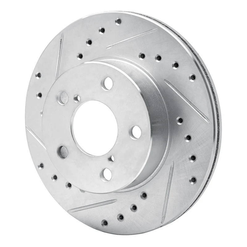 R1 93-96 Subaru Impreza Front Left Drilled & Slotted Silver Brake Rotor - Image 4