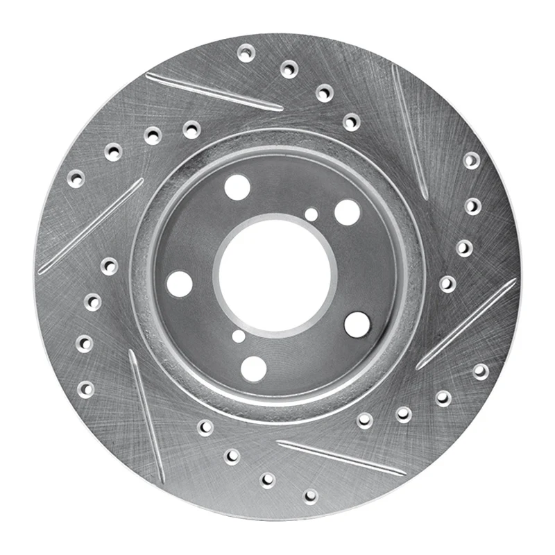 R1 93-96 Subaru Impreza Front Left Drilled & Slotted Silver Brake Rotor - Image 5