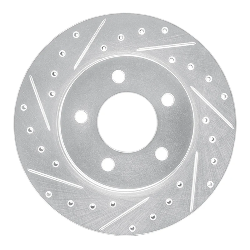 R1 93-97 Chrysler CONCORDE Front Left Drilled & Slotted Silver Brake Rotor