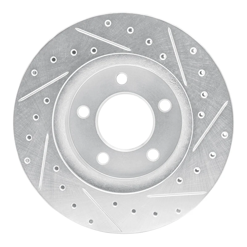 R1 93-97 Chrysler CONCORDE Front Left Drilled & Slotted Silver Brake Rotor - Image 3