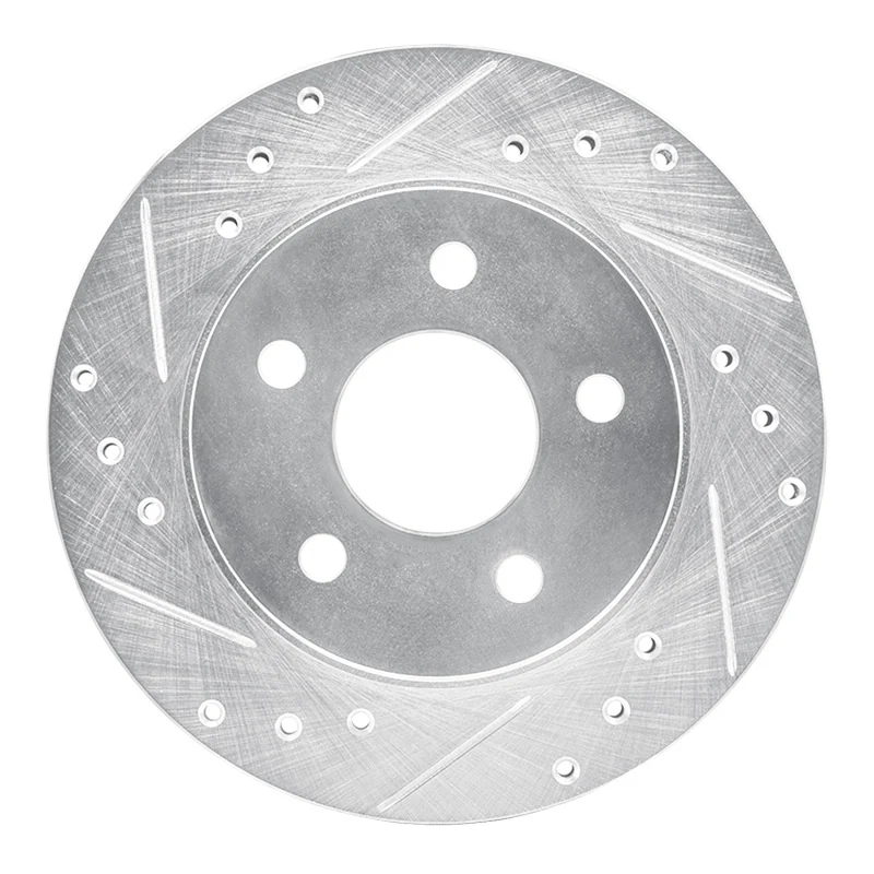 R1 93-98 Ford Thunderbird Rear Left Drilled & Slotted Silver Brake Rotor