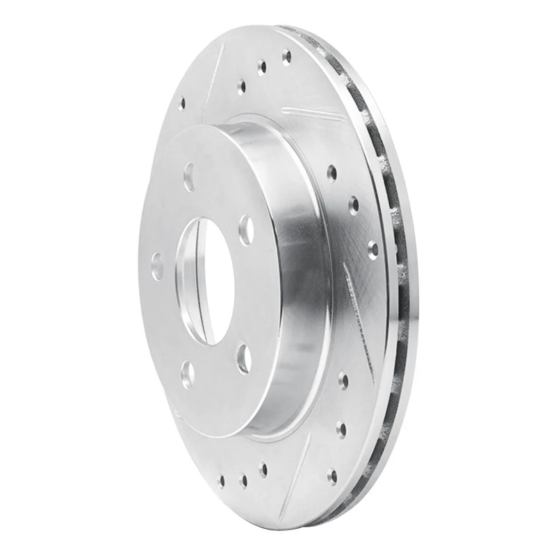 R1 93-98 Ford Thunderbird Rear Left Drilled & Slotted Silver Brake Rotor - Image 2