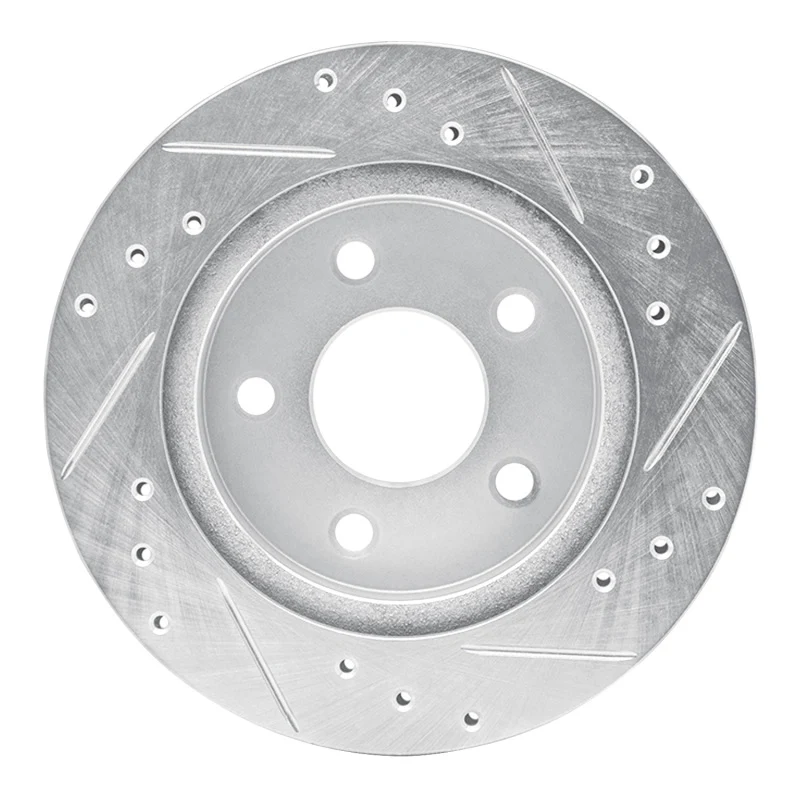 R1 93-98 Ford Thunderbird Rear Left Drilled & Slotted Silver Brake Rotor - Image 3