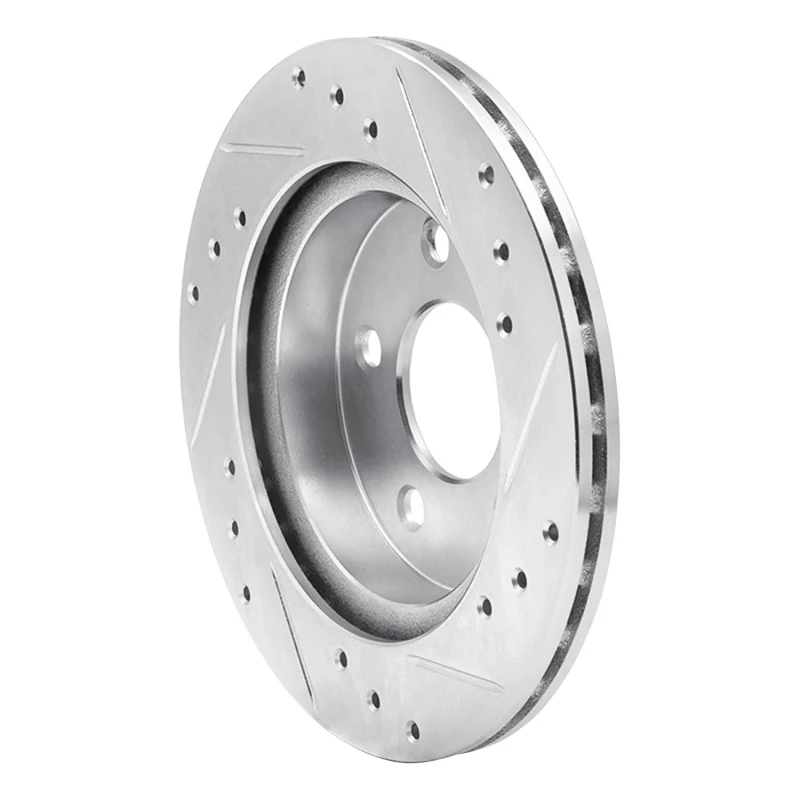 R1 93-98 Ford Thunderbird Rear Left Drilled & Slotted Silver Brake Rotor - Image 5