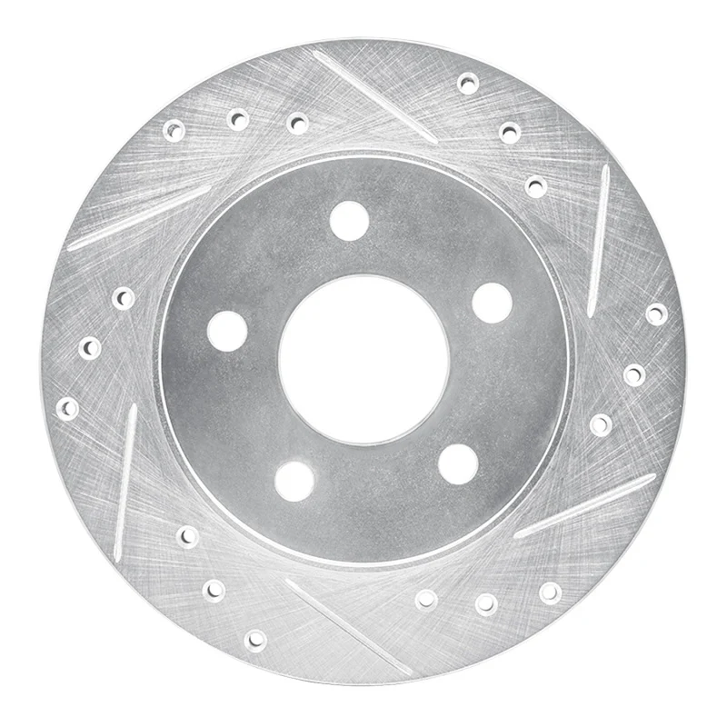 R1 93-98 Ford Thunderbird Rear Right Drilled & Slotted Silver Brake Rotor