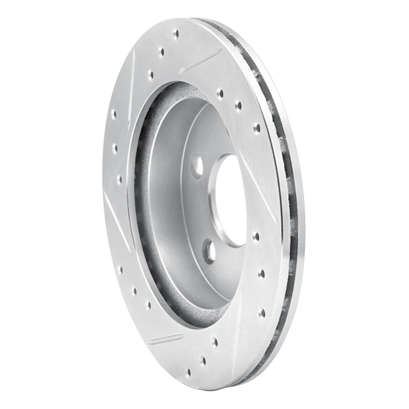 R1 93-98 Ford Thunderbird Rear Right Drilled & Slotted Silver Brake Rotor - Image 2