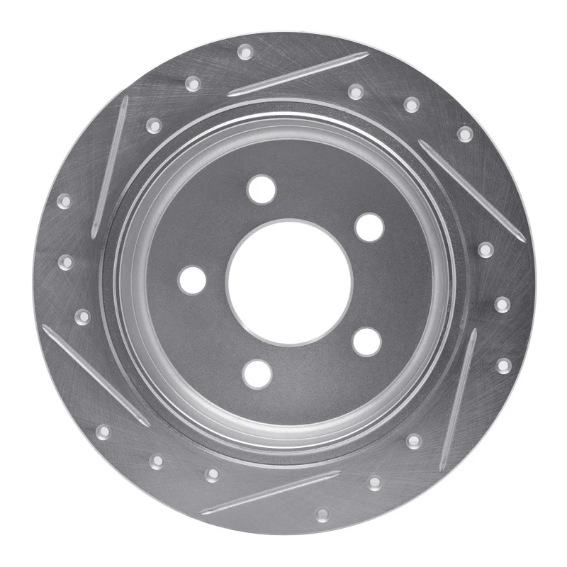 R1 93-98 Jeep Grand Wagoneer Rear Right Drilled & Slotted Silver Brake Rotor - Image 4