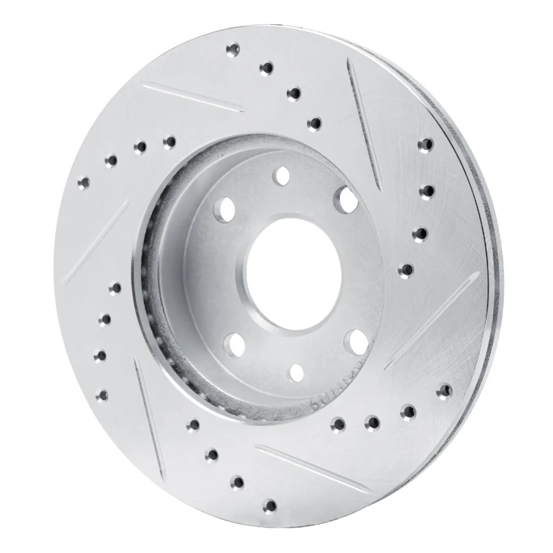 R1 94-00 Kia SPECTRA Front Left Drilled & Slotted Silver Brake Rotor - Image 3