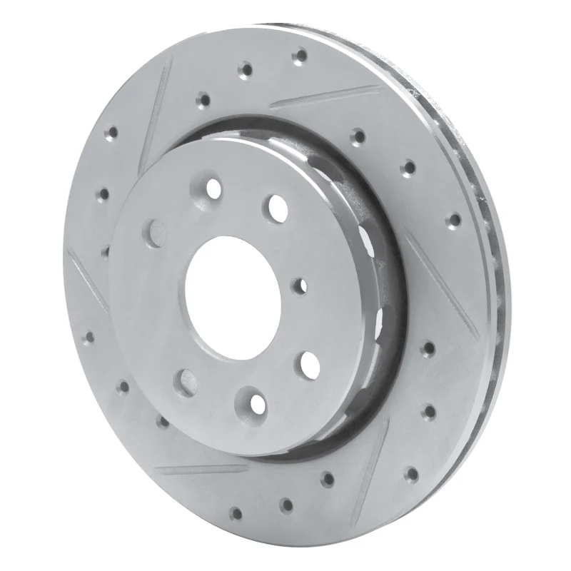R1 94-00 Kia SPECTRA Front Left Drilled & Slotted Silver Brake Rotor - Image 3