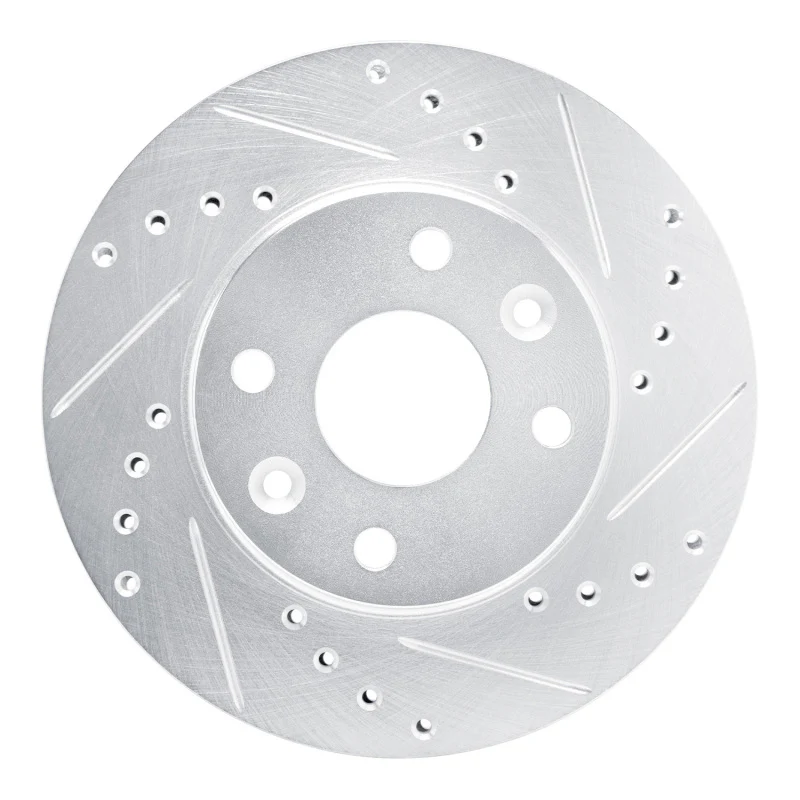 R1 94-00 Kia SPECTRA Front Right Drilled & Slotted Silver Brake Rotor