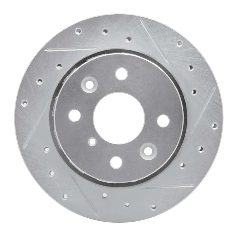 R1 94-00 Kia SPECTRA Front Right Drilled & Slotted Silver Brake Rotor
