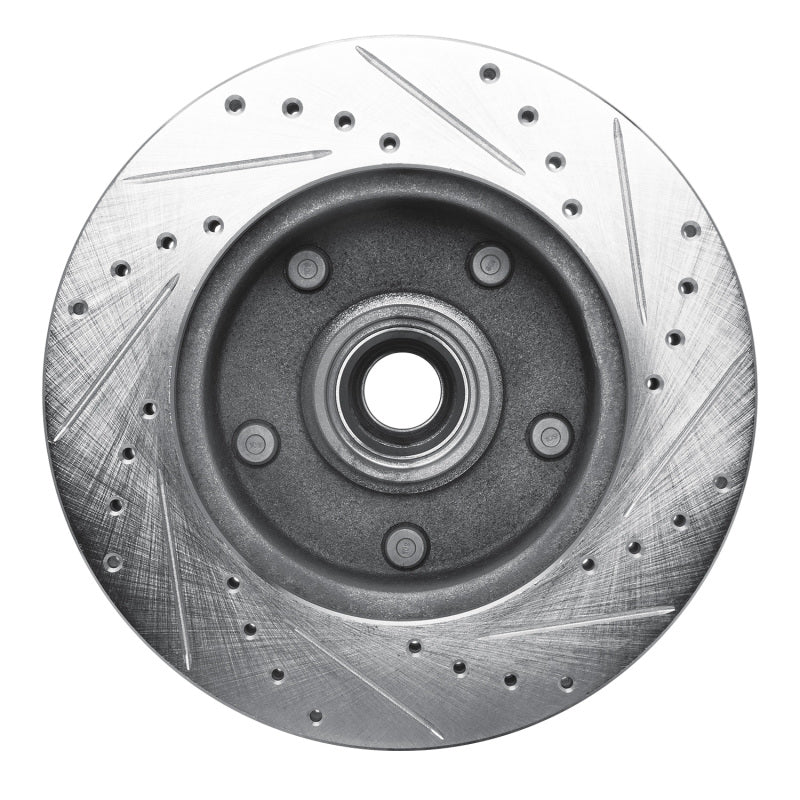 R1 94-01 Ford E-150 Econoline Club Wagon Front Left Drilled & Slotted Silver Brake Rotor - Image 4