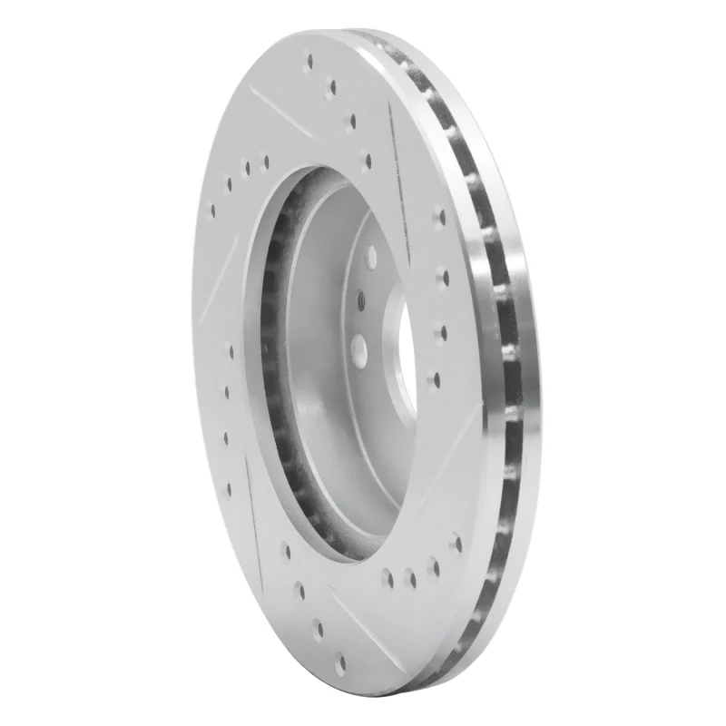 R1 94-02 Ford ASPIRE Front Left Drilled & Slotted Silver Brake Rotor - Image 2