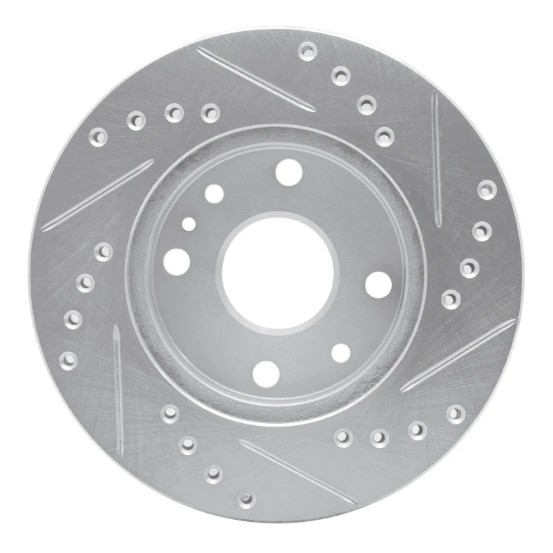 R1 94-02 Ford ASPIRE Front Left Drilled & Slotted Silver Brake Rotor - Image 3