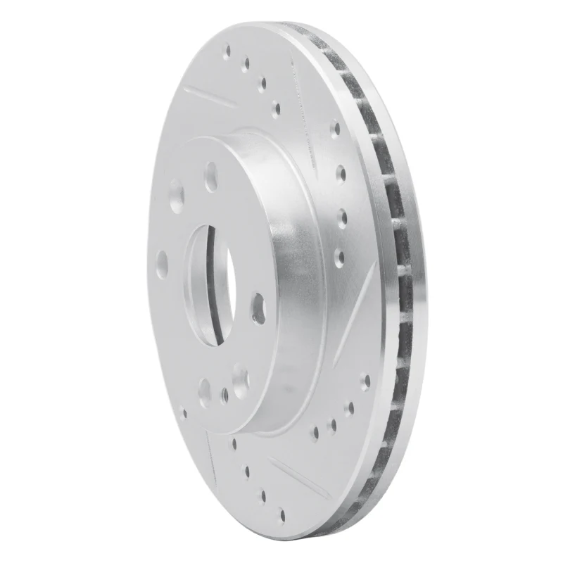 R1 94-02 Ford ASPIRE Front Right Drilled & Slotted Silver Brake Rotor - Image 2