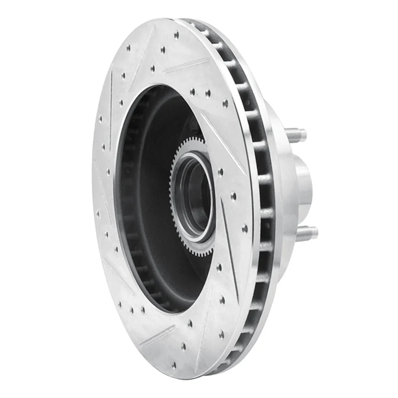 R1 94-03 Ford E-150 Econoline Club Wagon Front Right Drilled & Slotted Silver Brake Rotor - Image 2