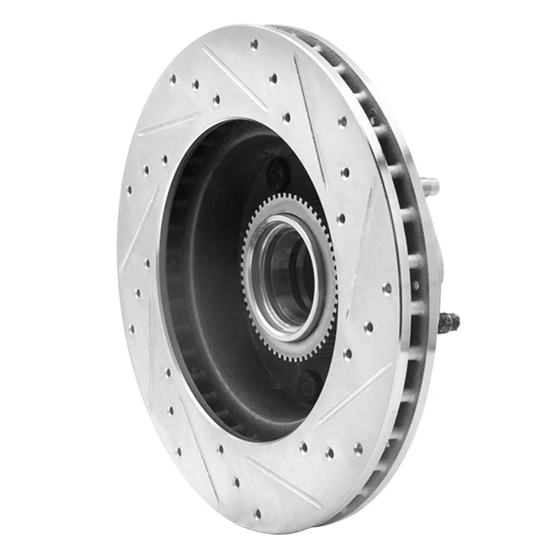 R1 94-03 Ford E-150 Econoline Front Left Drilled & Slotted Silver Brake Rotor - Image 2
