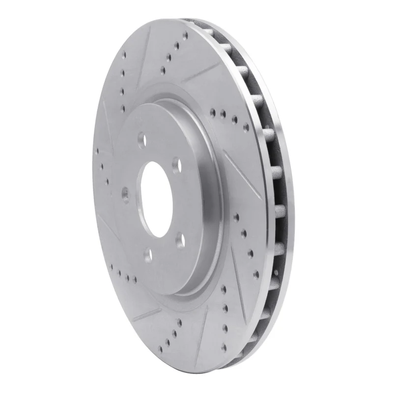 R1 94-04 Ford Mustang Front Left Drilled & Slotted Silver Brake Rotor - Image 4