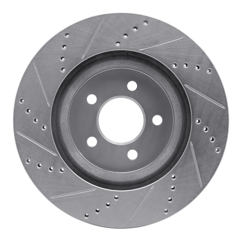 R1 94-04 Ford Mustang Front Right Drilled & Slotted Silver Brake Rotor - Image 4