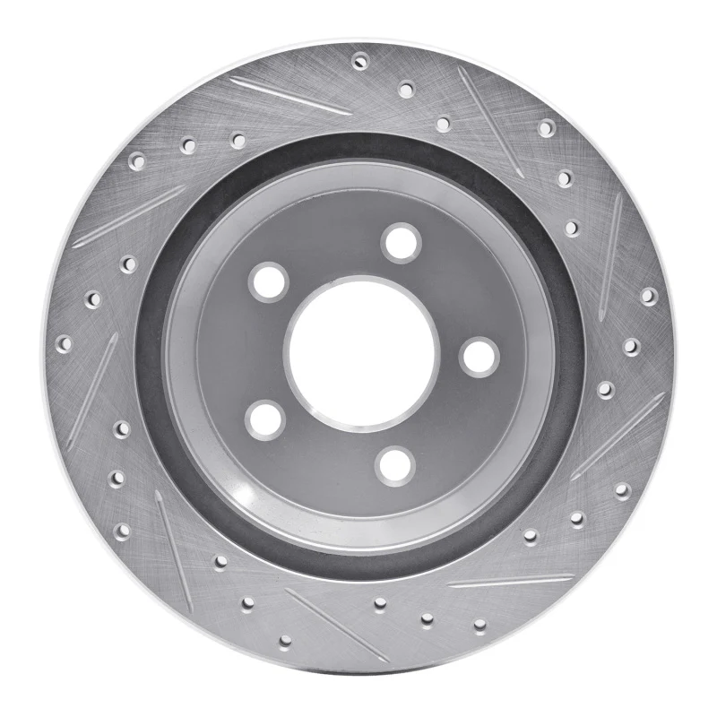 R1 94-04 Ford Mustang Rear Left Drilled & Slotted Silver Brake Rotor - Image 3
