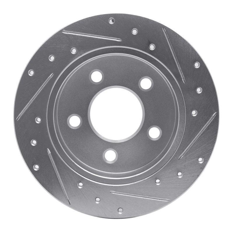 R1 94-04 Ford Mustang Rear Left Drilled & Slotted Silver Brake Rotor - Image 3