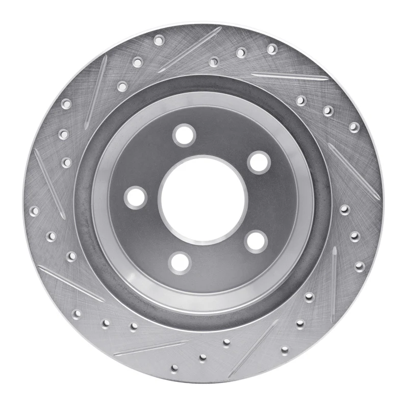 R1 94-04 Ford Mustang Rear Right Drilled & Slotted Silver Brake Rotor - Image 3