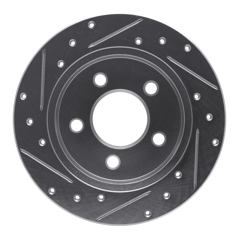 R1 94-04 Ford Mustang Rear Right Drilled & Slotted Silver Brake Rotor - Image 3