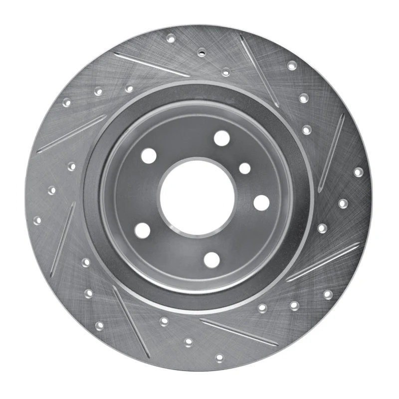 R1 94-04 Land Rover Range Rover Rear Left Drilled & Slotted Silver Brake Rotor - Image 2