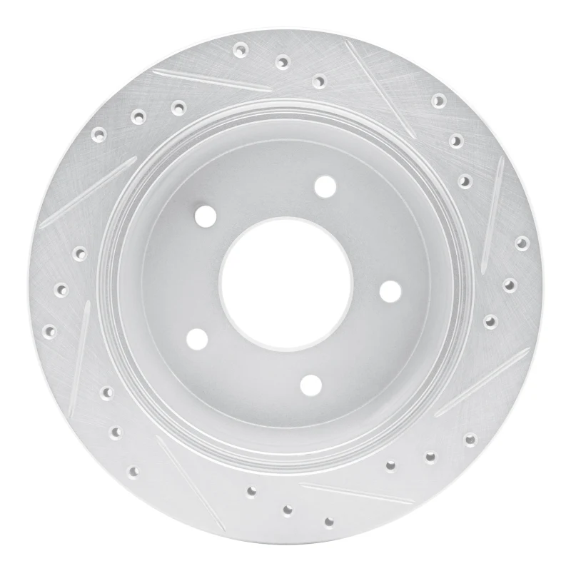 R1 94-96 Chevrolet Caprice Rear Left Drilled & Slotted Silver Brake Rotor - Image 3