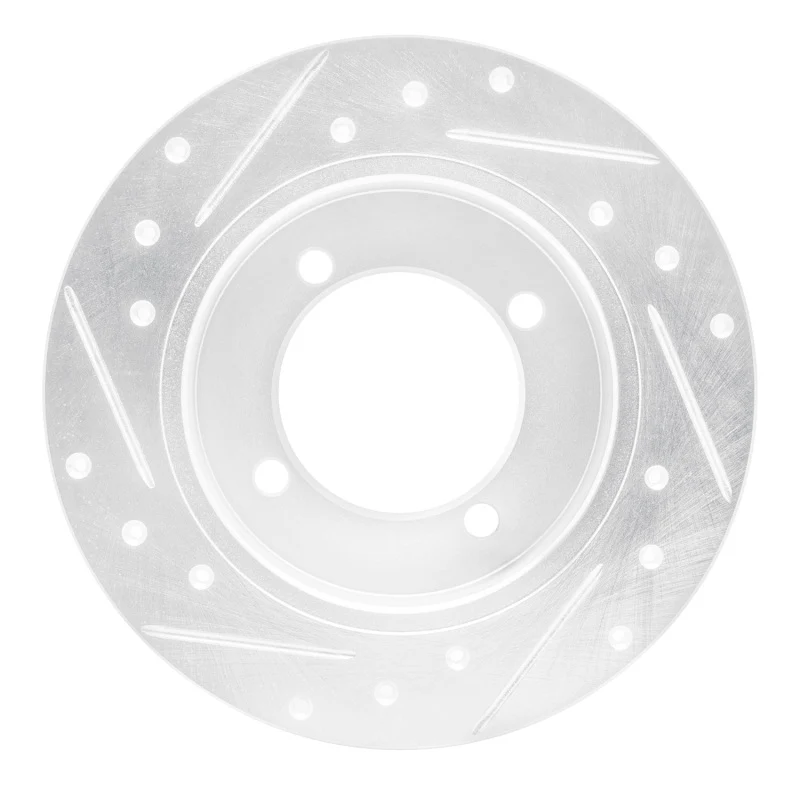 R1 94-96 Hyundai Elantra Rear Right Drilled & Slotted Silver Brake Rotor - Image 3