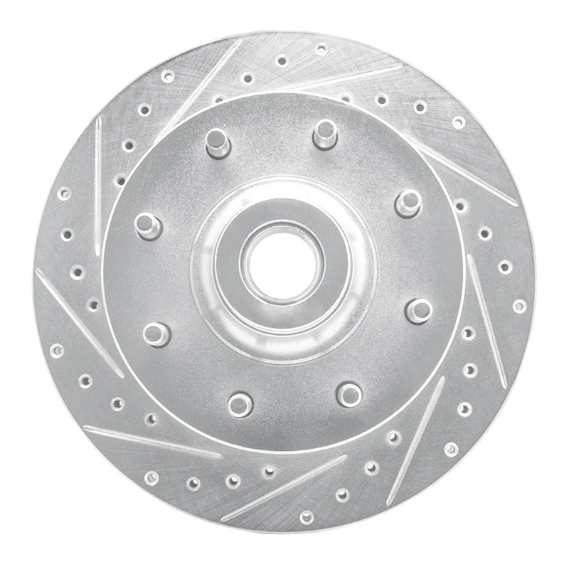 R1 94-97 Dodge B200 / B200 Van / B250 Front Left Drilled & Slotted Silver Brake Rotor