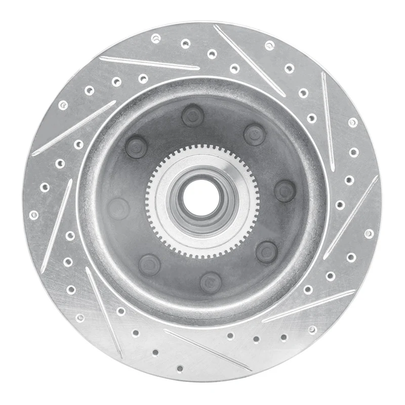 R1 94-97 Dodge B200 / B200 Van / B250 Front Left Drilled & Slotted Silver Brake Rotor - Image 2