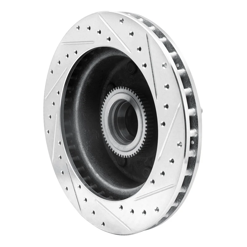 R1 94-97 Dodge B200 / B200 Van / B250 Front Left Drilled & Slotted Silver Brake Rotor - Image 3