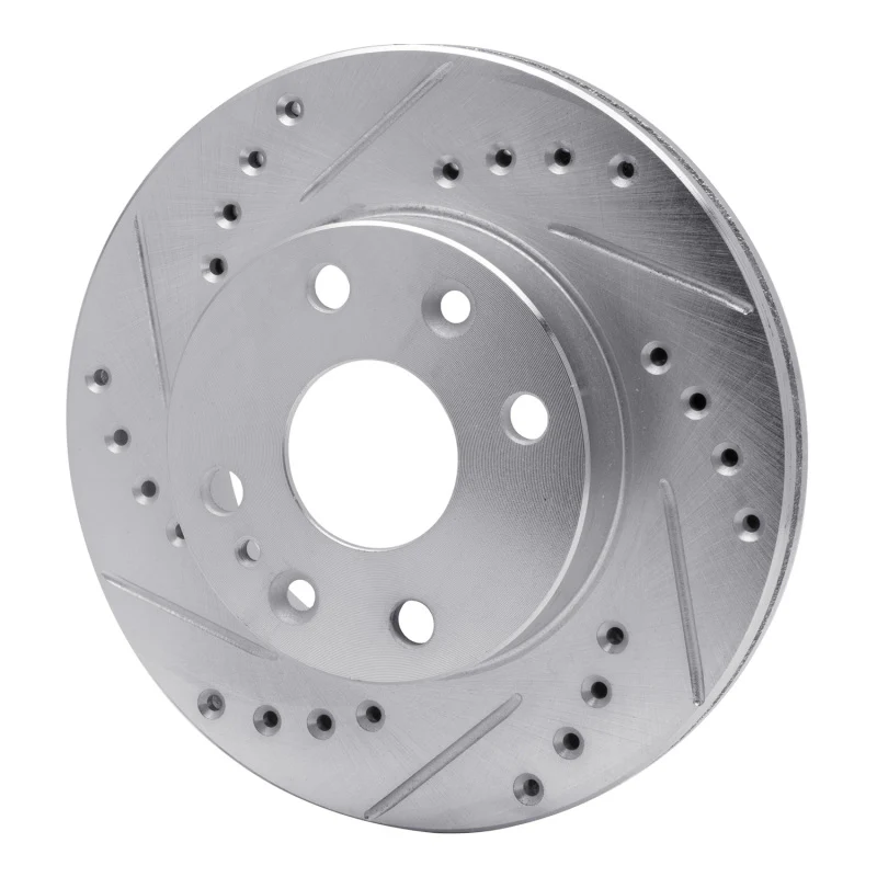 R1 94-97 Ford ASPIRE Front Left Drilled & Slotted Silver Brake Rotor - Image 4