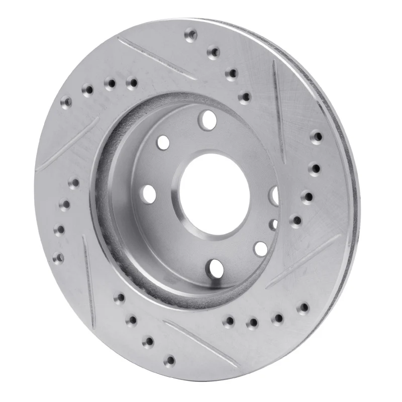 R1 94-97 Ford ASPIRE Front Left Drilled & Slotted Silver Brake Rotor - Image 5