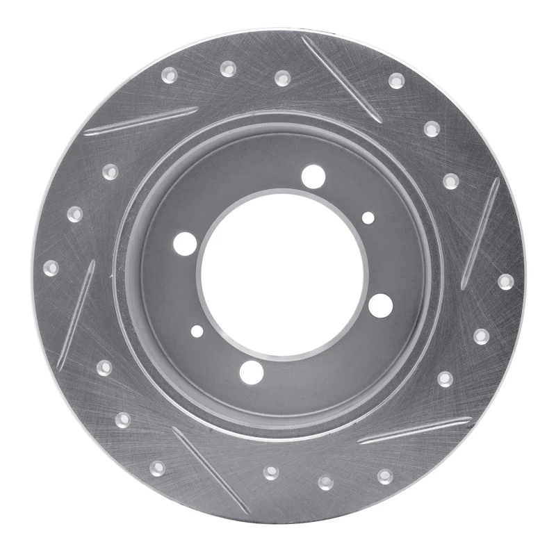 R1 94-98 Hyundai SONATA Rear Left Drilled & Slotted Silver Brake Rotor - Image 2