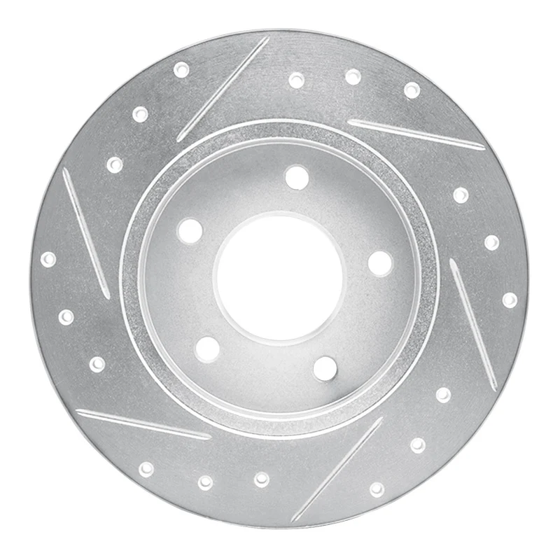 R1 94-99 Buick Regal Rear Right Drilled & Slotted Silver Brake Rotor - Image 5