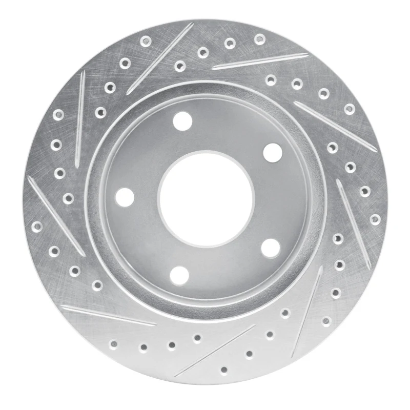R1 94-99 Dodge Ramcharger (Mexico) Front Right Drilled & Slotted Silver Brake Rotor - Image 5
