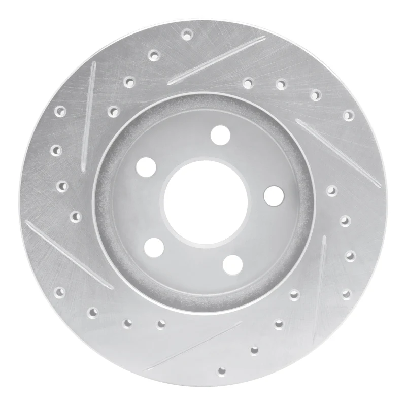 R1 95-00 Chrysler CIRRUS Front Right Drilled & Slotted Silver Brake Rotor - Image 3